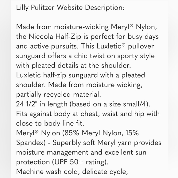 Lilly Pulitzer NWT  Luxletic Niccola mesh panel half zip.  Size M. - Picture 3 of 6